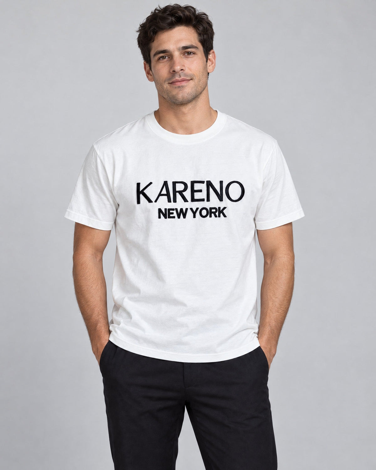 City Wordmark Tee in White, on model