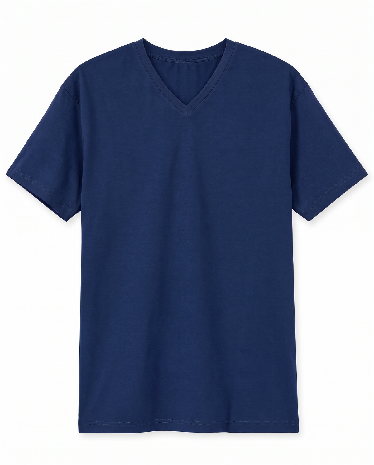Clean Angle V-Neck Tee in Navy, front view