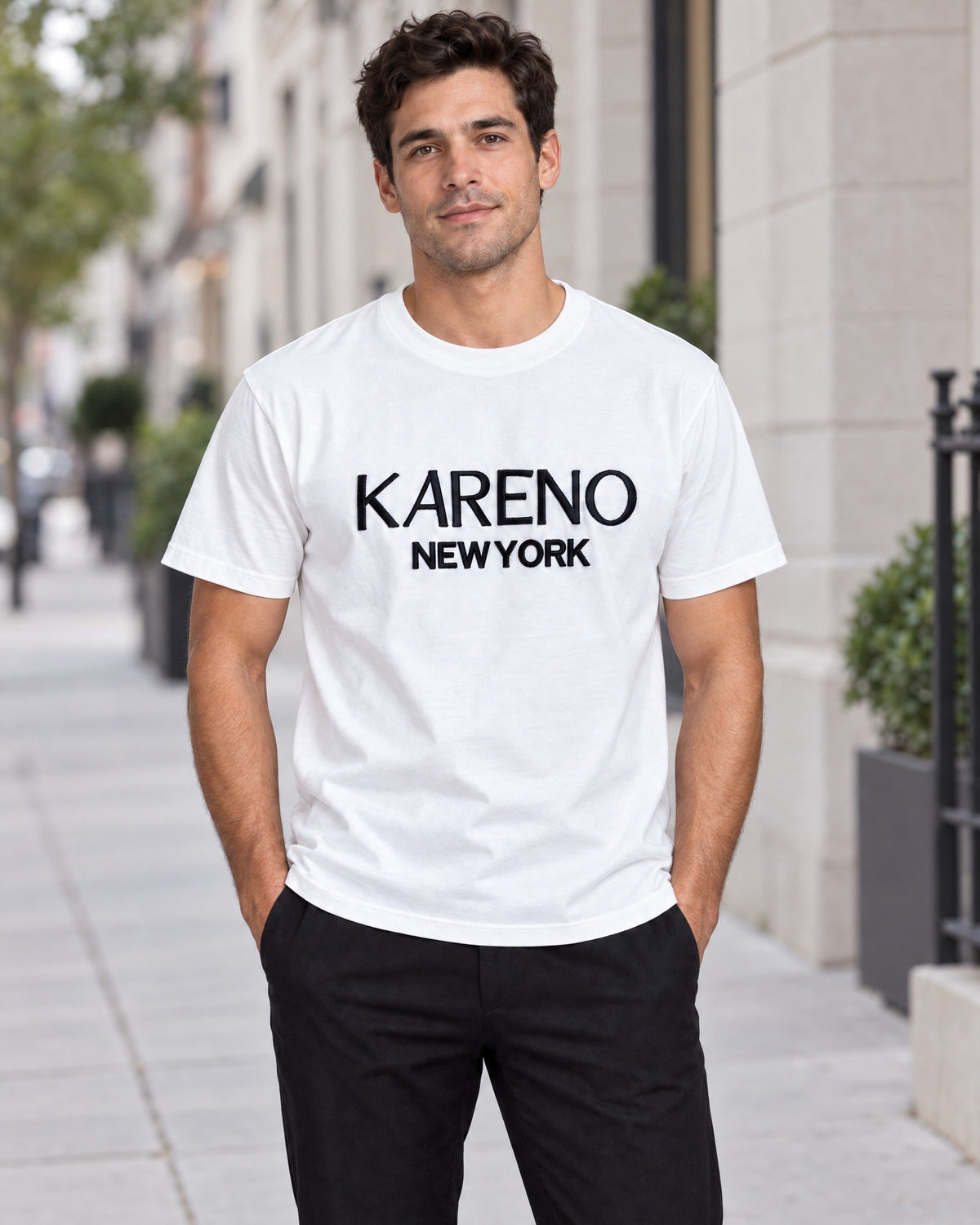 City Wordmark Tee in White, lifestyle