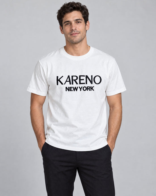 City Wordmark Tee in White, on model