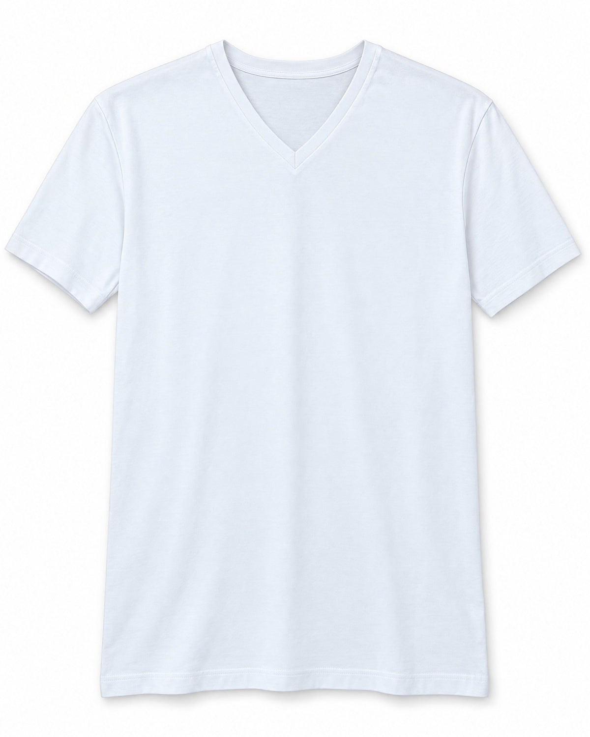 Clean Angle V-Neck Tee in White, front view