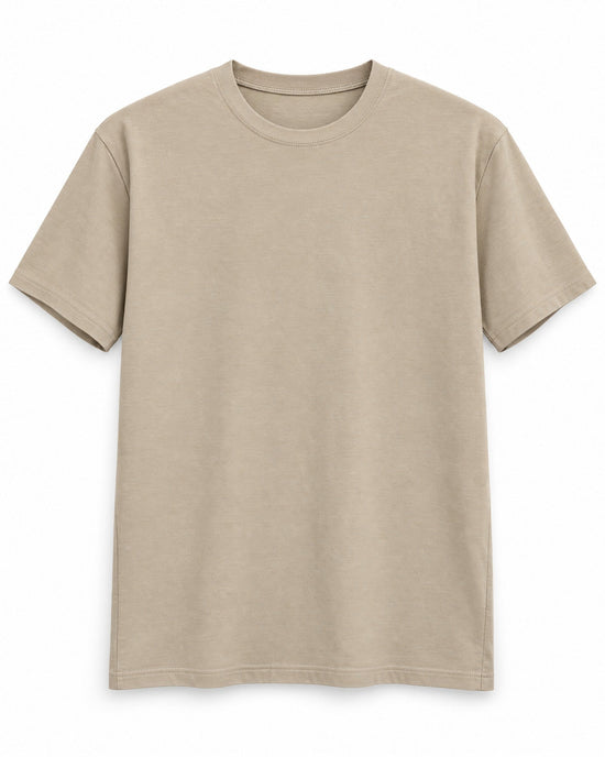 Contour Crew Tee in Beige, front view