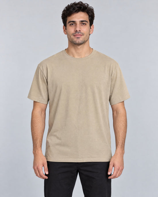 Contour Crew Tee in Beige, on model