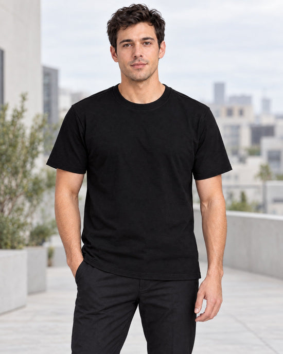 Contour Crew Tee in Black, lifestyle