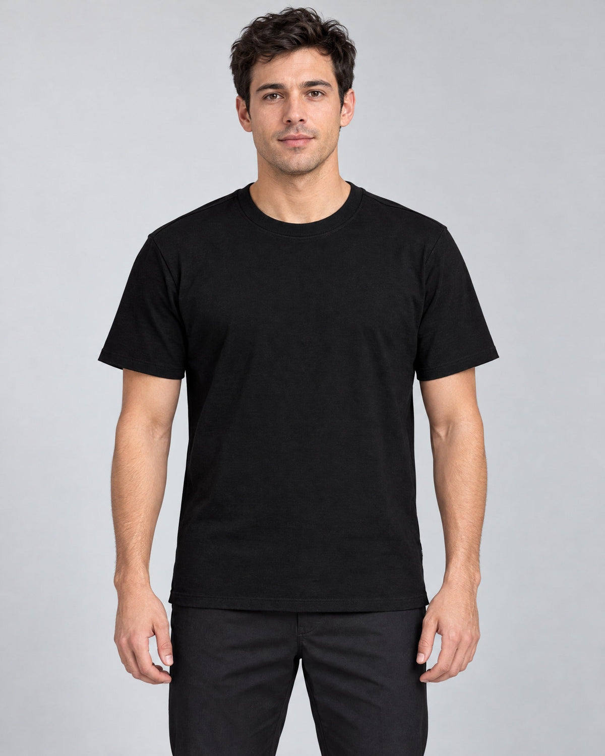 Contour Crew Tee in Black, on model
