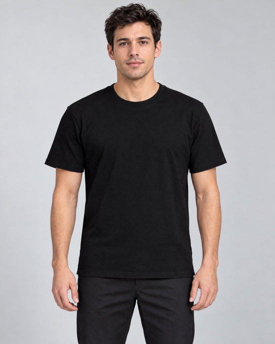 Contour Crew Tee in Black, on model