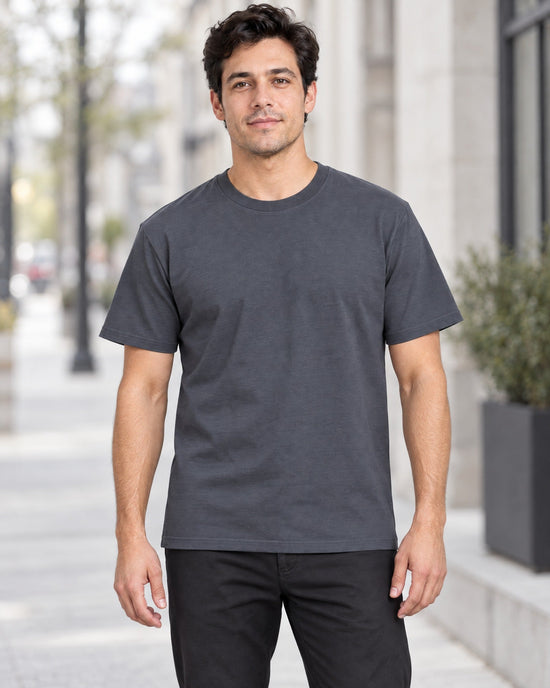 Contour Crew Tee in Charcoal, lifestyle