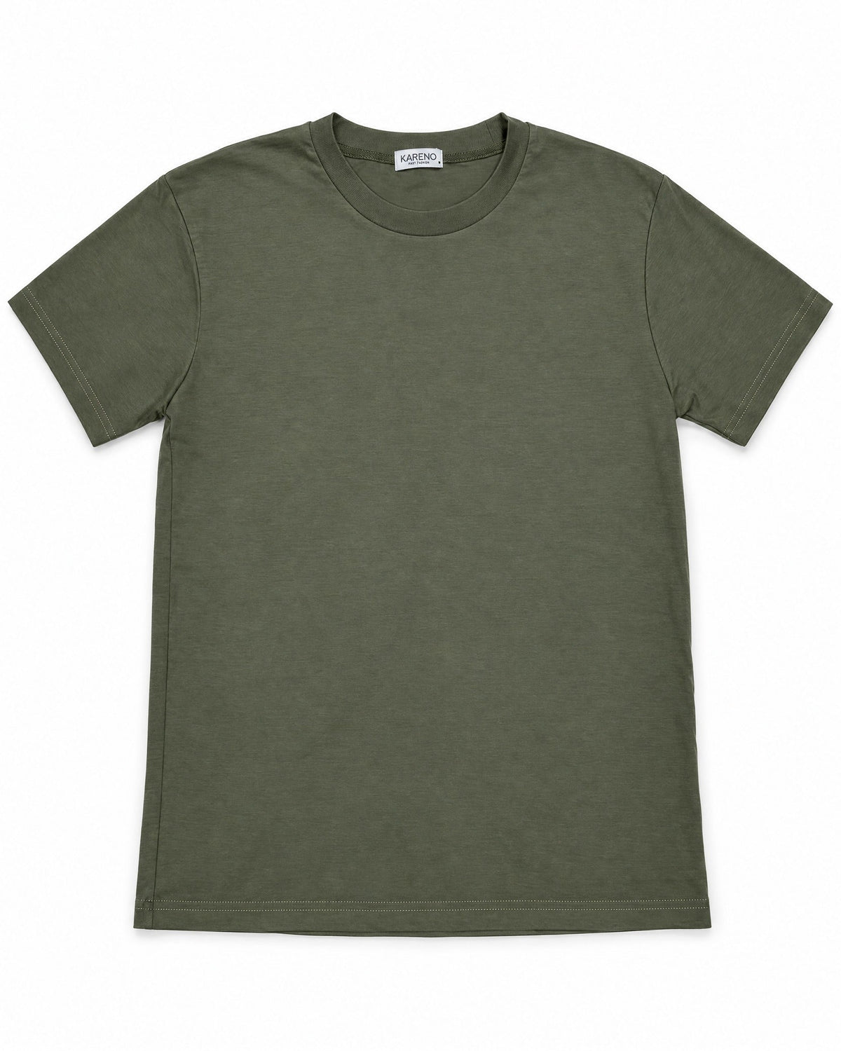 Contour Crew Tee in Olive Green, front view