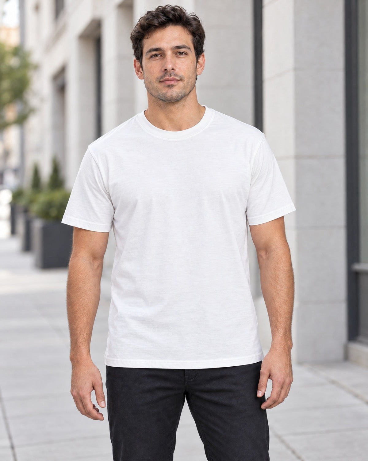 Contour Crew Tee in White, lifestyle