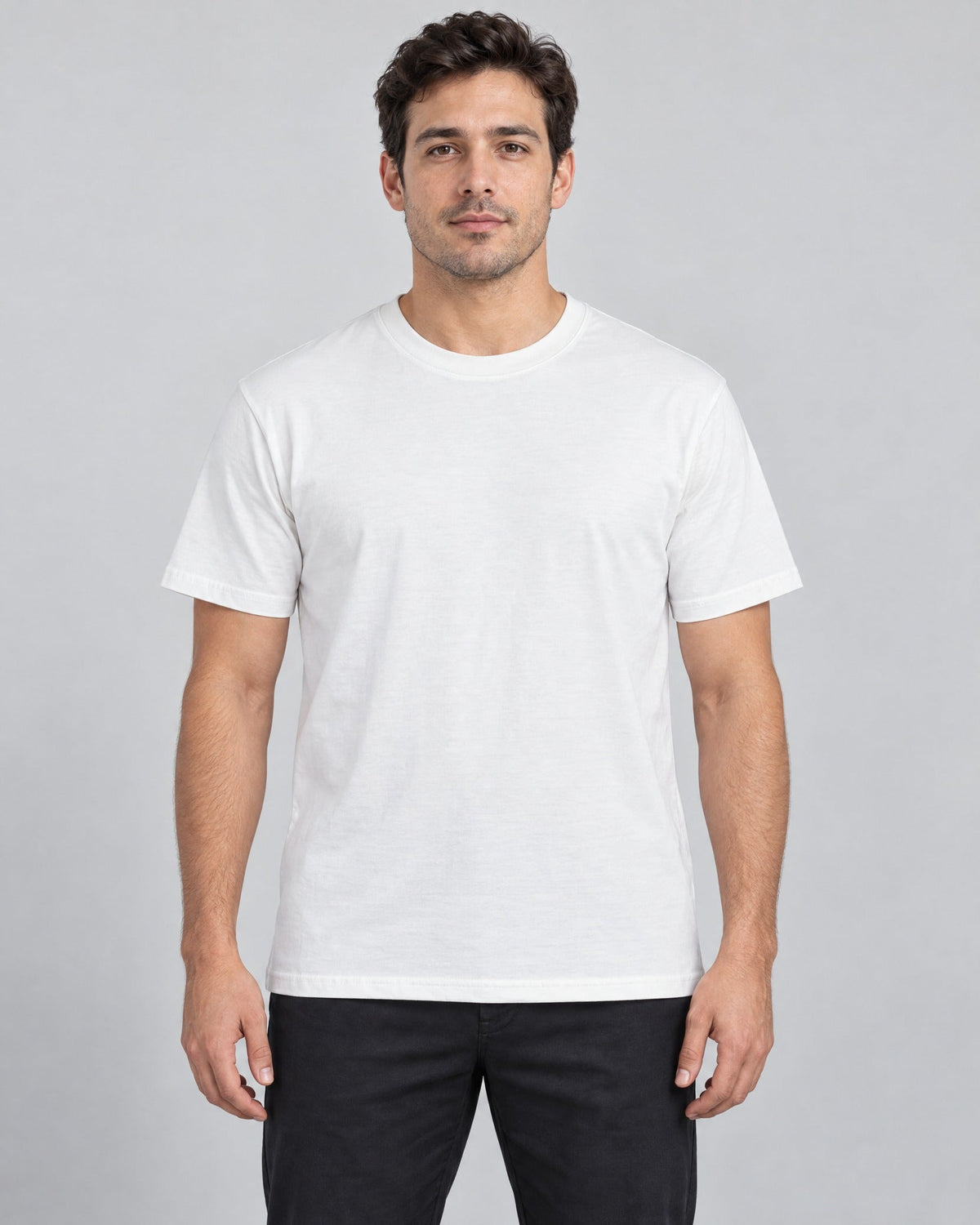 Contour Crew Tee in White, on model