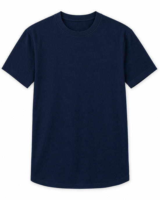 Extended Arc Crew Tee in Navy, front view