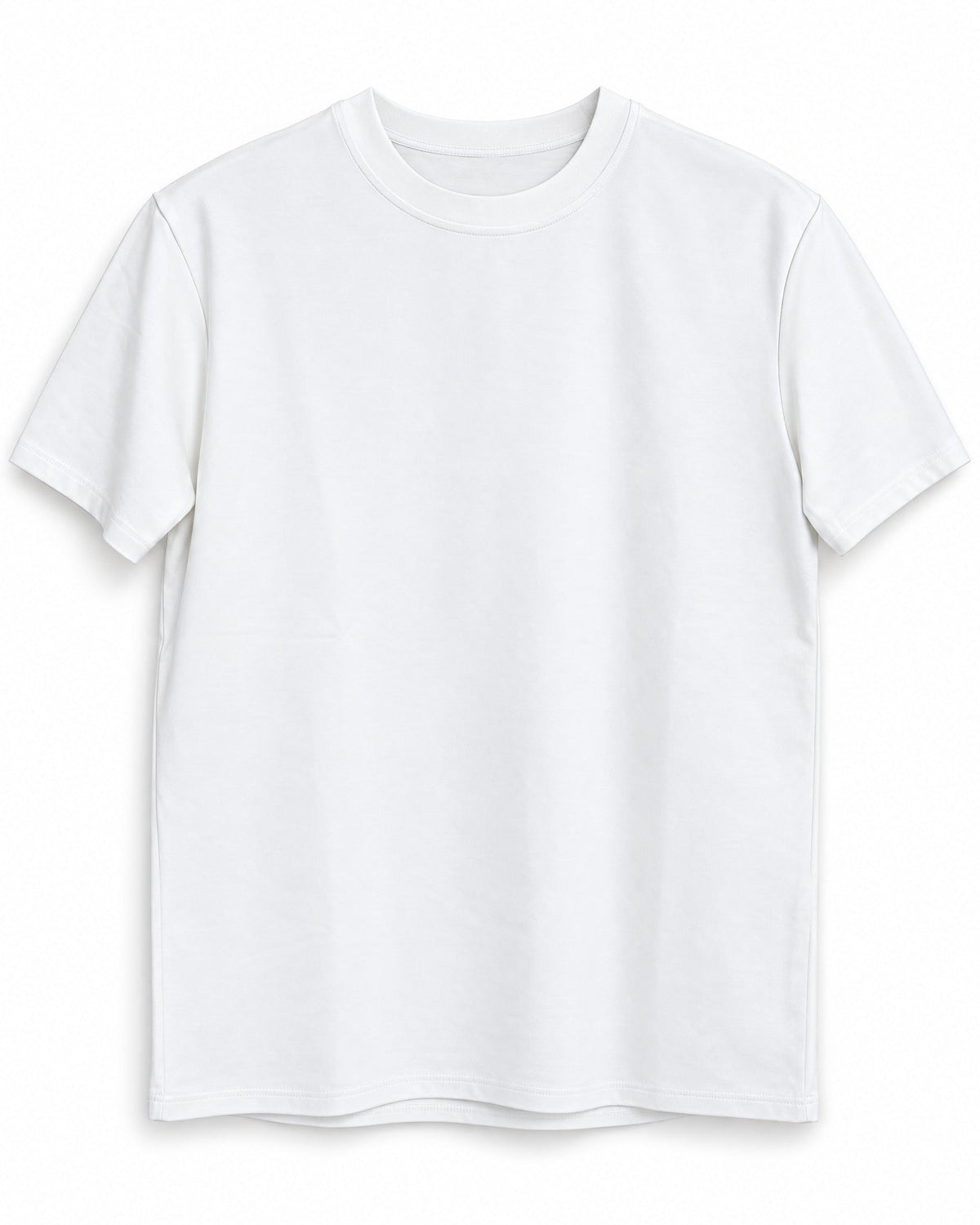Extended Arc Crew Tee in White, front view