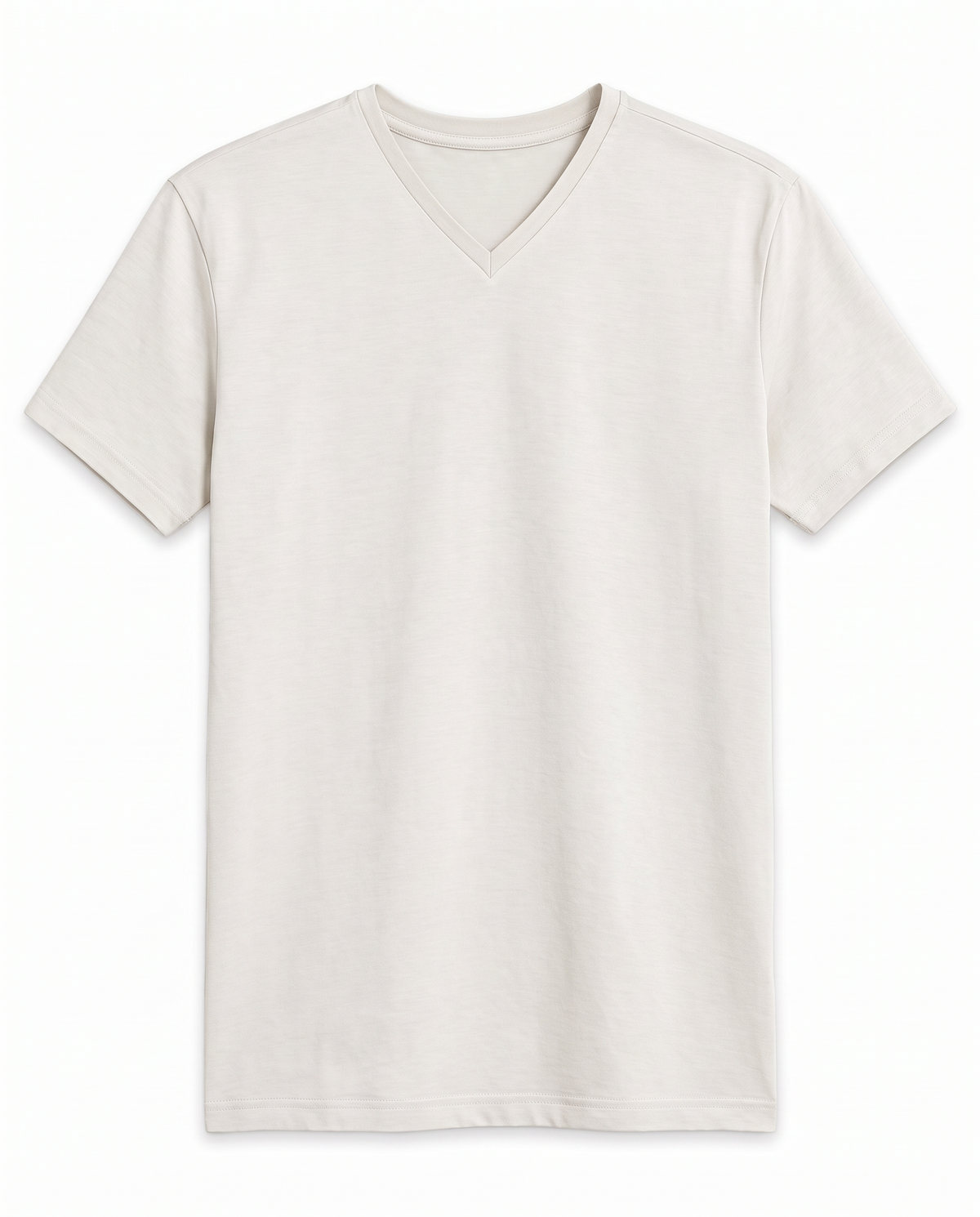 Clean Angle V-Neck Tee in Cream, front view