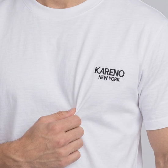Borough Emblem Crew Tee in White, fabric stretch close-up video