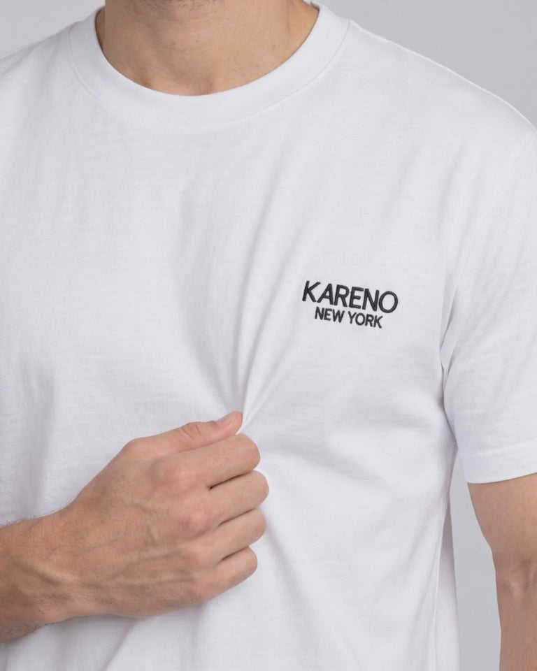 Borough Emblem Crew Tee in White, fabric stretch close-up video