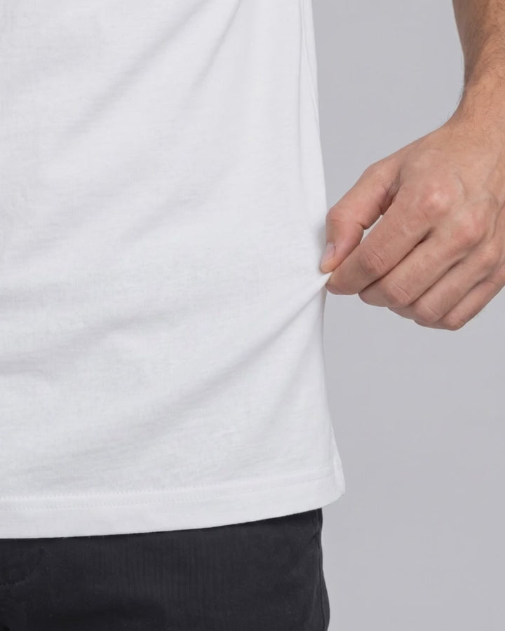 City Wordmark Tee in White, fabric stretch close-up video