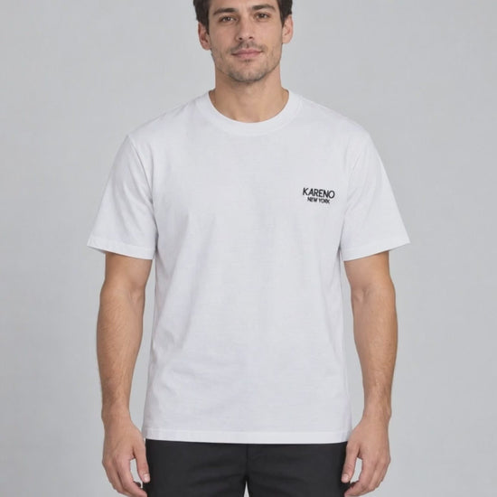 Borough Emblem Crew Tee in White, studio turn video