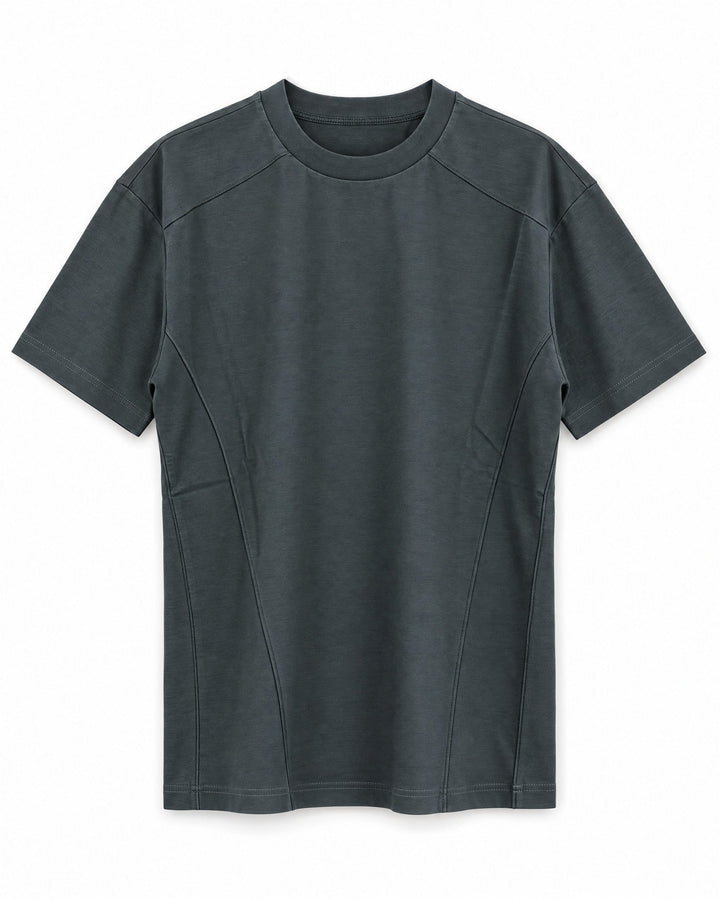 Segment Panel Crew Tee in Charcoal, front view